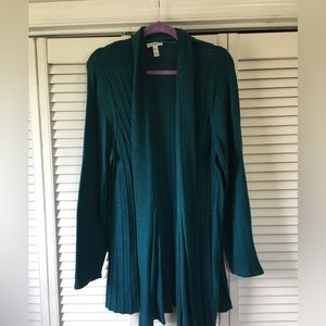 Teal loose-knit cardigan